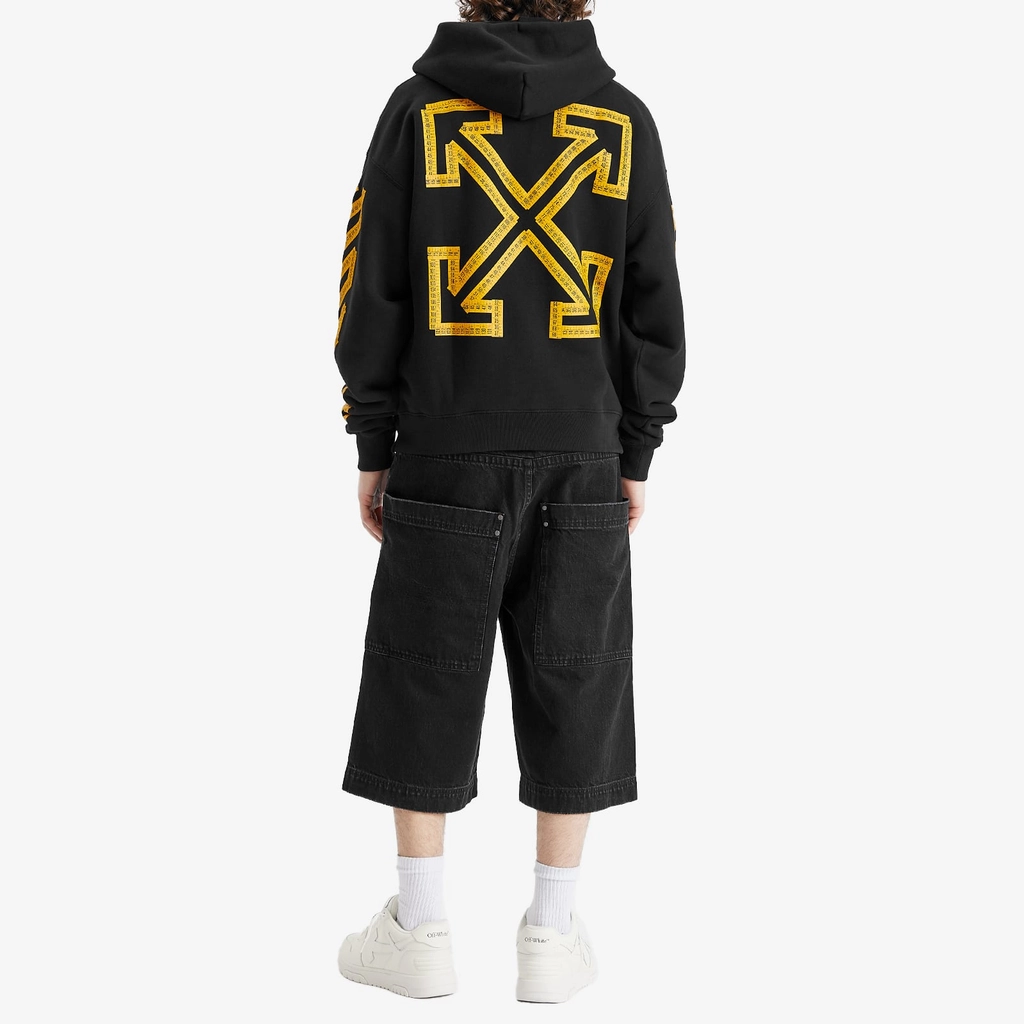 Off White Men's Tape Arrow Skate Hoodie Black Citrus